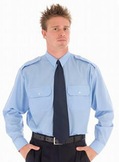 Blue Long Sleeve Epaulette Shirt